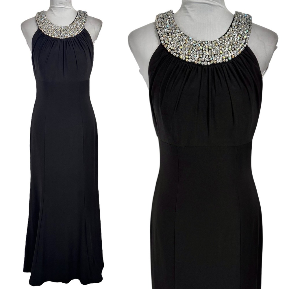 Cachet Rhinestone Neck Maxi Dress Gown Size 6 Embellished Formal Regencycore Y2K
